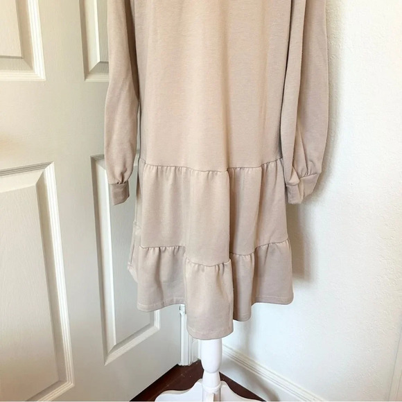 NWOT French Grey Jada French Terry Women’s Long Sleeve Tiered Skater Dress - Picture 7 of 9